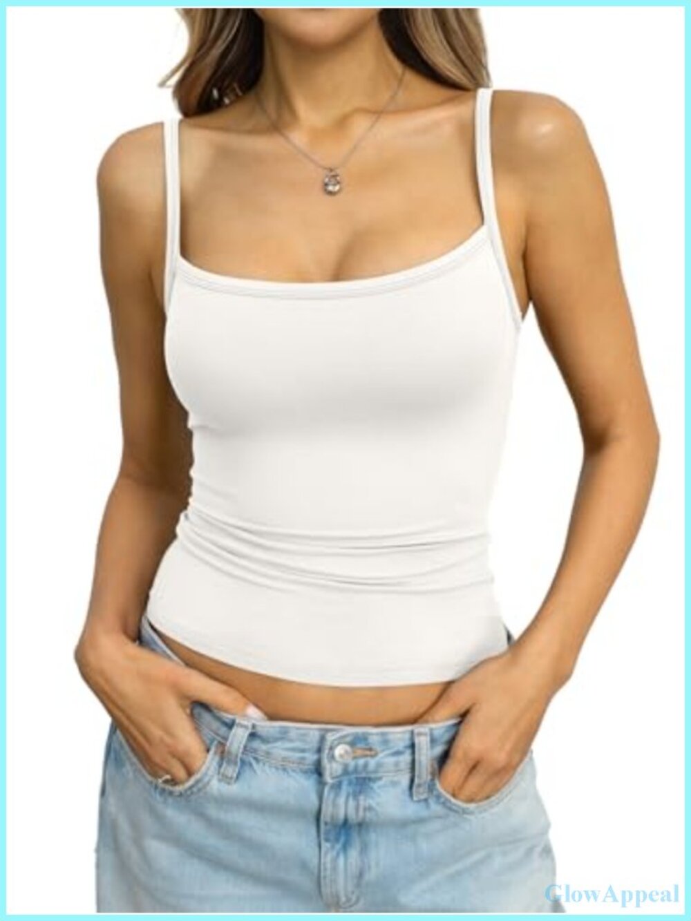 Womens Adjustable Spaghetti Strap Fitted Camisole Tank Top Slim Fit